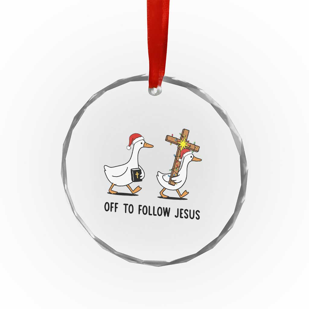 Christian Christmas Goose Crystal Glass Ornament Off To Follow Jesus - Wonder Print Shop