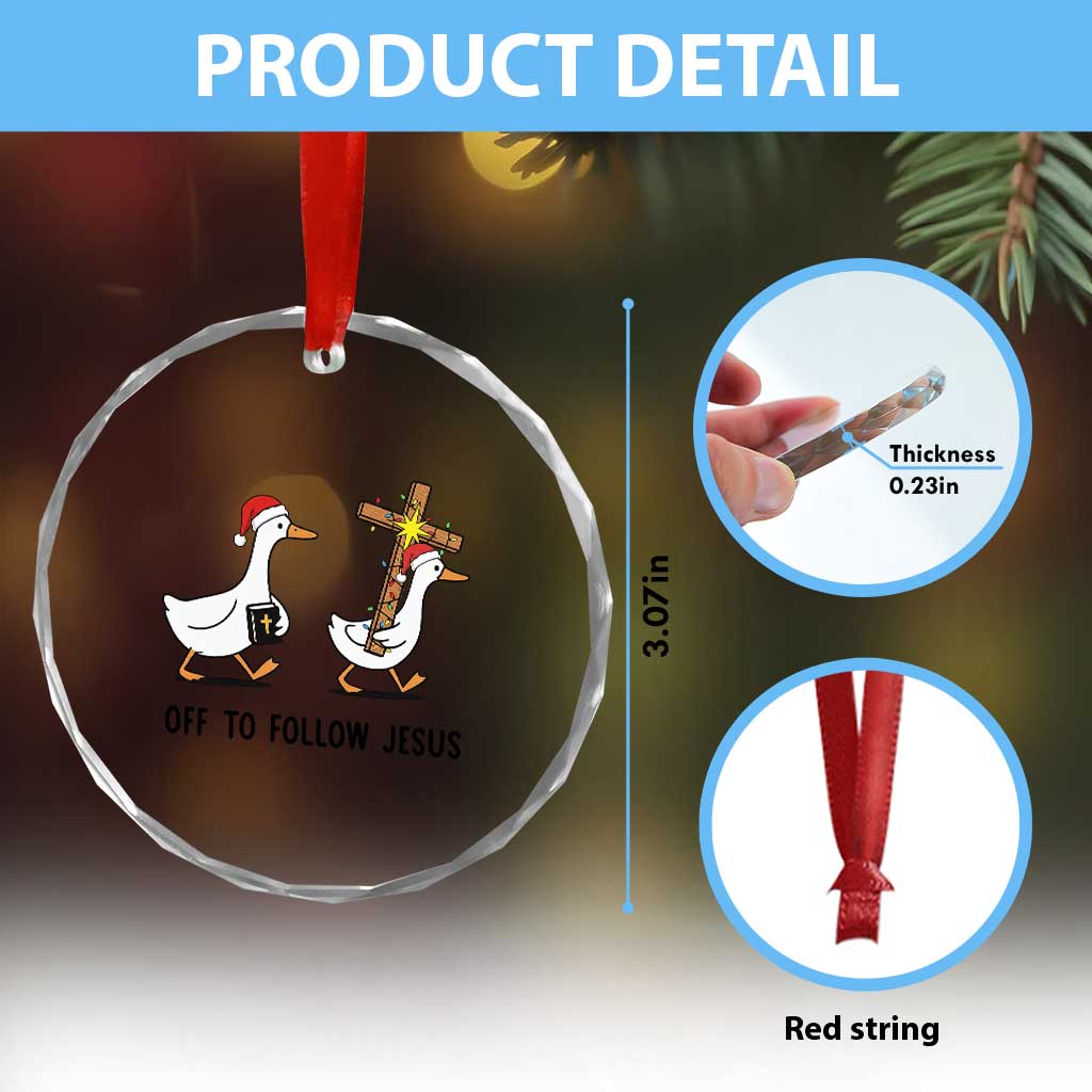 Christian Christmas Goose Crystal Glass Ornament Off To Follow Jesus - Wonder Print Shop