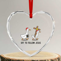 Christian Christmas Goose Heart Crystal Glass Ornament Off To Follow Jesus - Wonder Print Shop