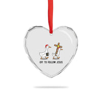 Christian Christmas Goose Heart Crystal Glass Ornament Off To Follow Jesus - Wonder Print Shop