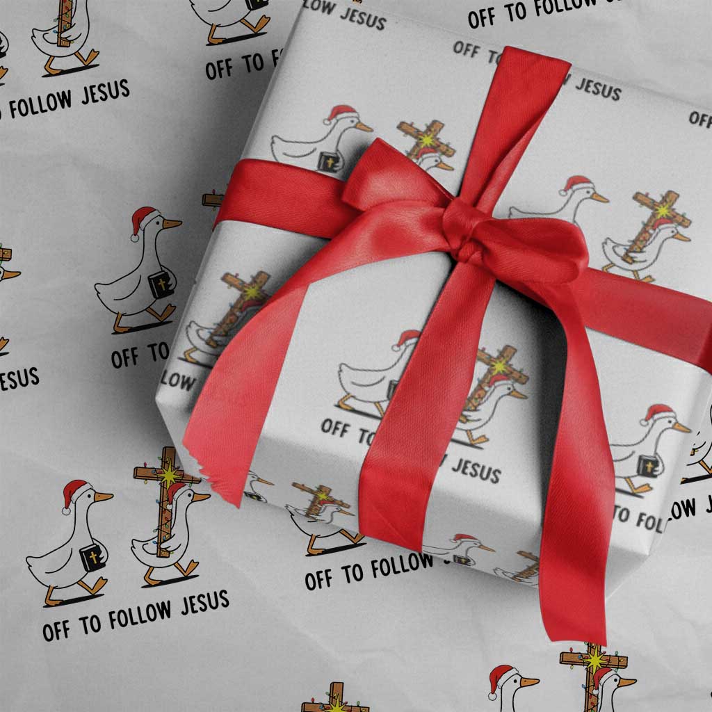 Christian Christmas Goose Wrapping Paper Roll Off To Follow Jesus - Wonder Print Shop