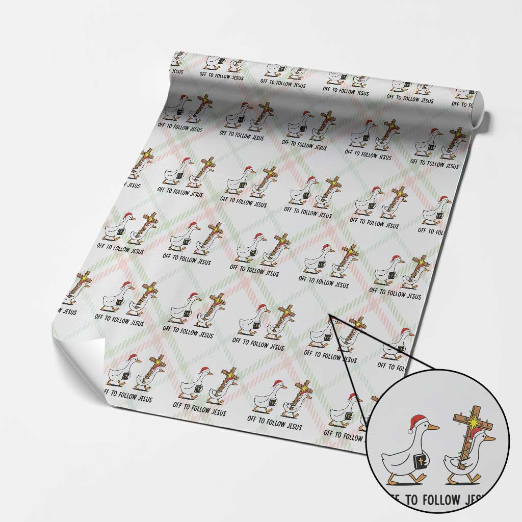 Christian Christmas Goose Wrapping Paper Roll Off To Follow Jesus - Wonder Print Shop