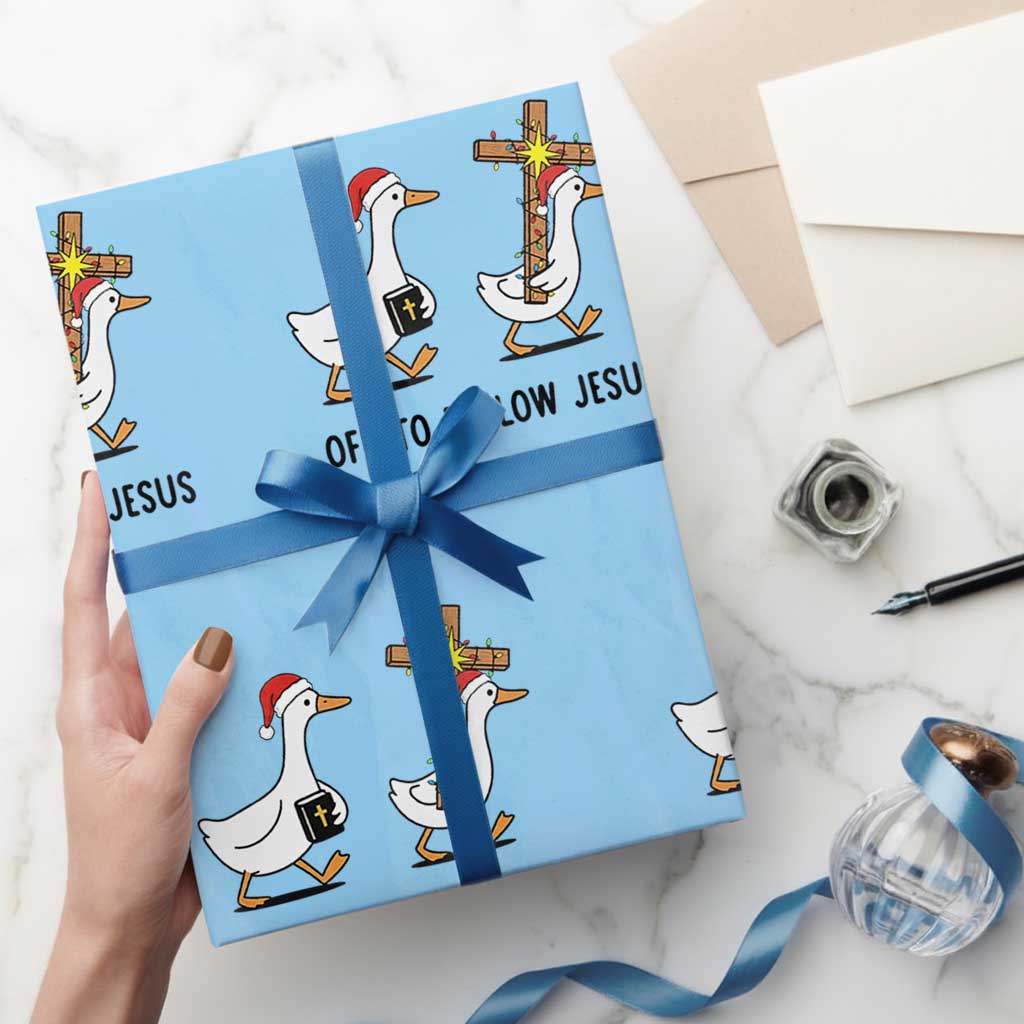Christian Christmas Goose Wrapping Paper Roll Off To Follow Jesus - Wonder Print Shop