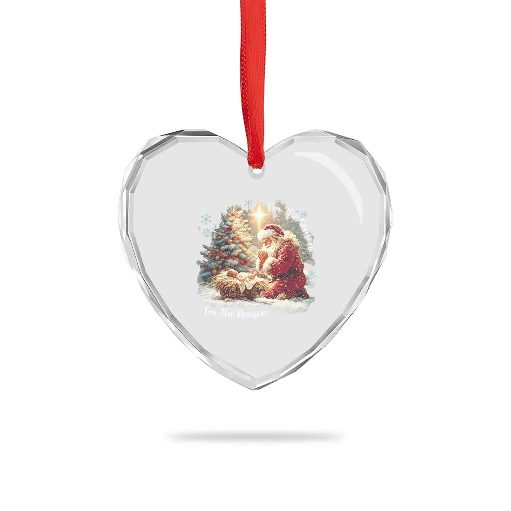 Christian Christmas Heart Crystal Glass Ornament Jesus I Am The Reason Santa I Am The Season - Wonder Print Shop