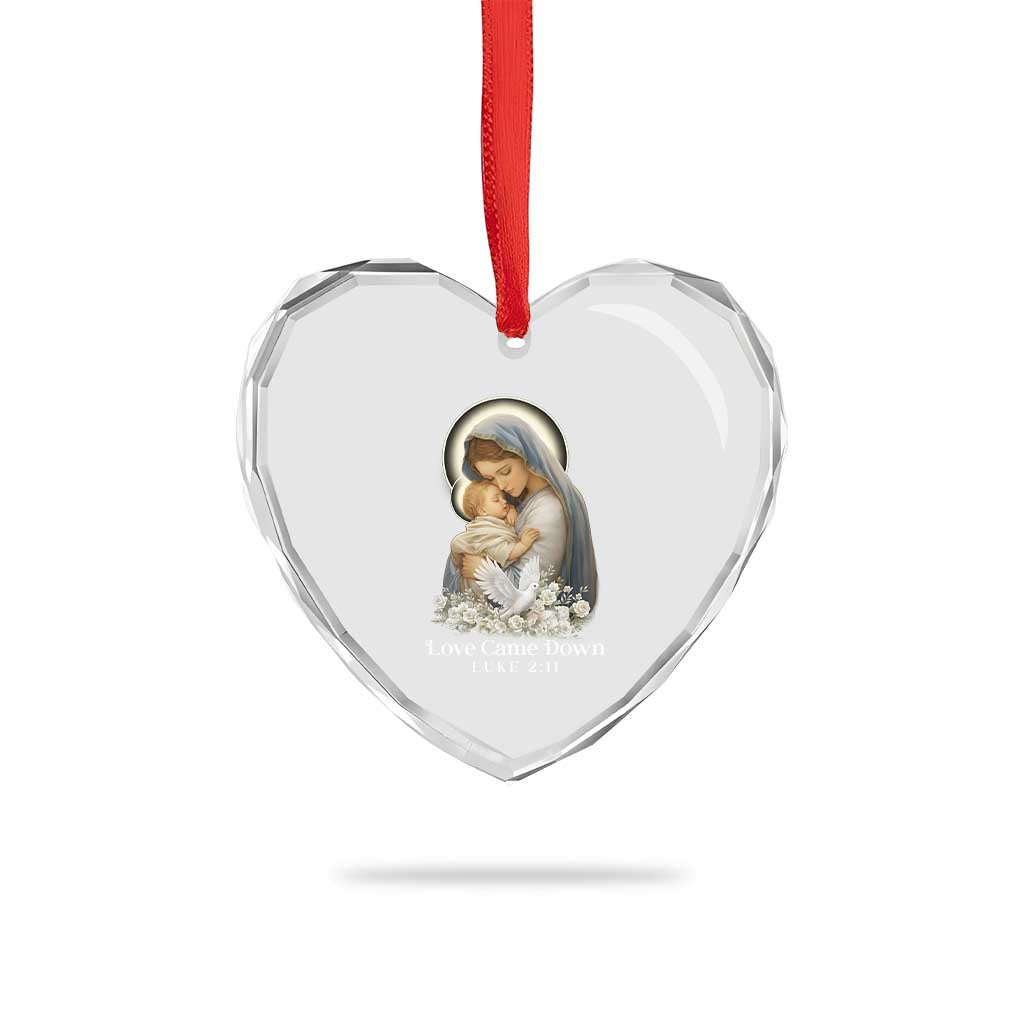Christian Christmas Heart Crystal Glass Ornament Love Came Down Luke 2:11 - Wonder Print Shop