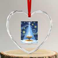 Christian Christmas Heart Crystal Glass Ornament Nativity Scene Jeus Baby Starry Night Xmas - Wonder Print Shop