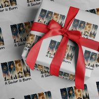 Christian Christmas Wrapping Paper Roll A Savior Is Born Jesus Nativity Scene - Wonder Print Shop