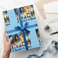 Christian Christmas Wrapping Paper Roll A Savior Is Born Jesus Nativity Scene - Wonder Print Shop