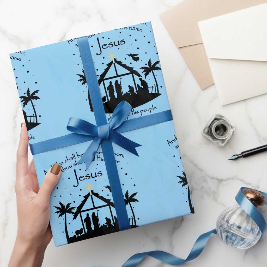 Christian Christmas Wrapping Paper Roll And She Shall Bring Forth A Son And Thou Shalt Call His Name Jesus - Wonder Print Shop