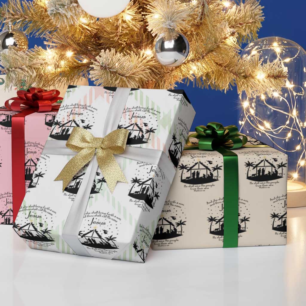 Christian Christmas Wrapping Paper Roll And She Shall Bring Forth A Son And Thou Shalt Call His Name Jesus - Wonder Print Shop