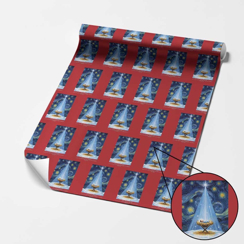 Christian Christmas Wrapping Paper Roll Nativity Scene Jeus Baby Starry Night Xmas - Wonder Print Shop