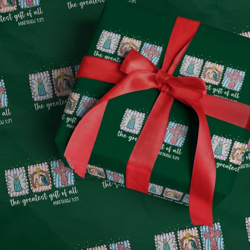 Christian Christmas Wrapping Paper Roll The Greatest Gift Of All Jesus Nativity Scene - Wonder Print Shop