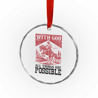 Christian Cowboy Crystal Glass Ornament Vintage Christian All Things Are Possible Encouraging Bible Verse