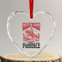 Christian Cowboy Heart Crystal Glass Ornament Vintage Christian All Things Are Possible Encouraging Bible Verse
