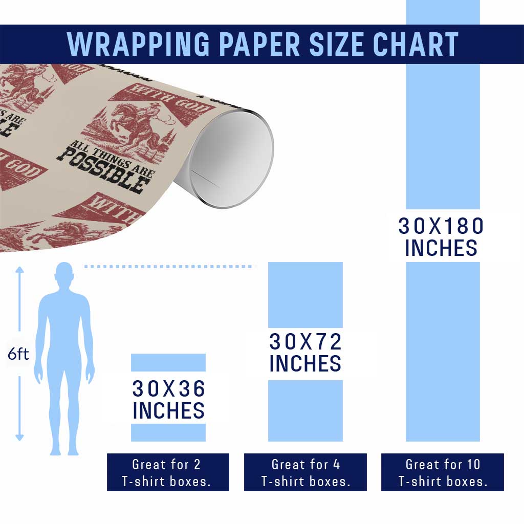 Christian Cowboy Wrapping Paper Roll Vintage Christian All Things Are Possible Encouraging Bible Verse