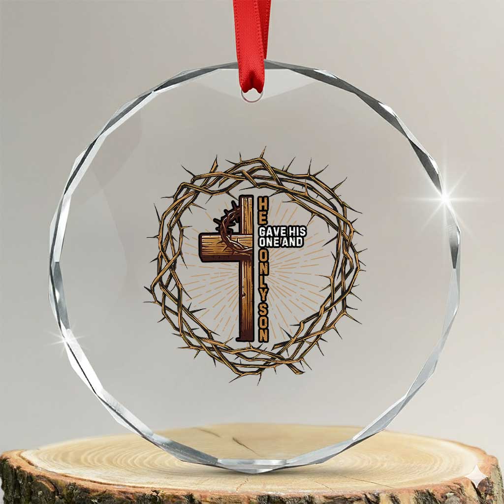 Christian Cross Crystal Glass Ornament Bible John 3:16 Jesus He Gave His Only Son Jesus Christian - Wonder Print Shop