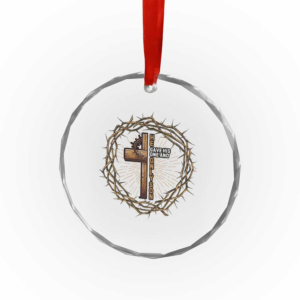 Christian Cross Crystal Glass Ornament Bible John 3:16 Jesus He Gave His Only Son Jesus Christian - Wonder Print Shop