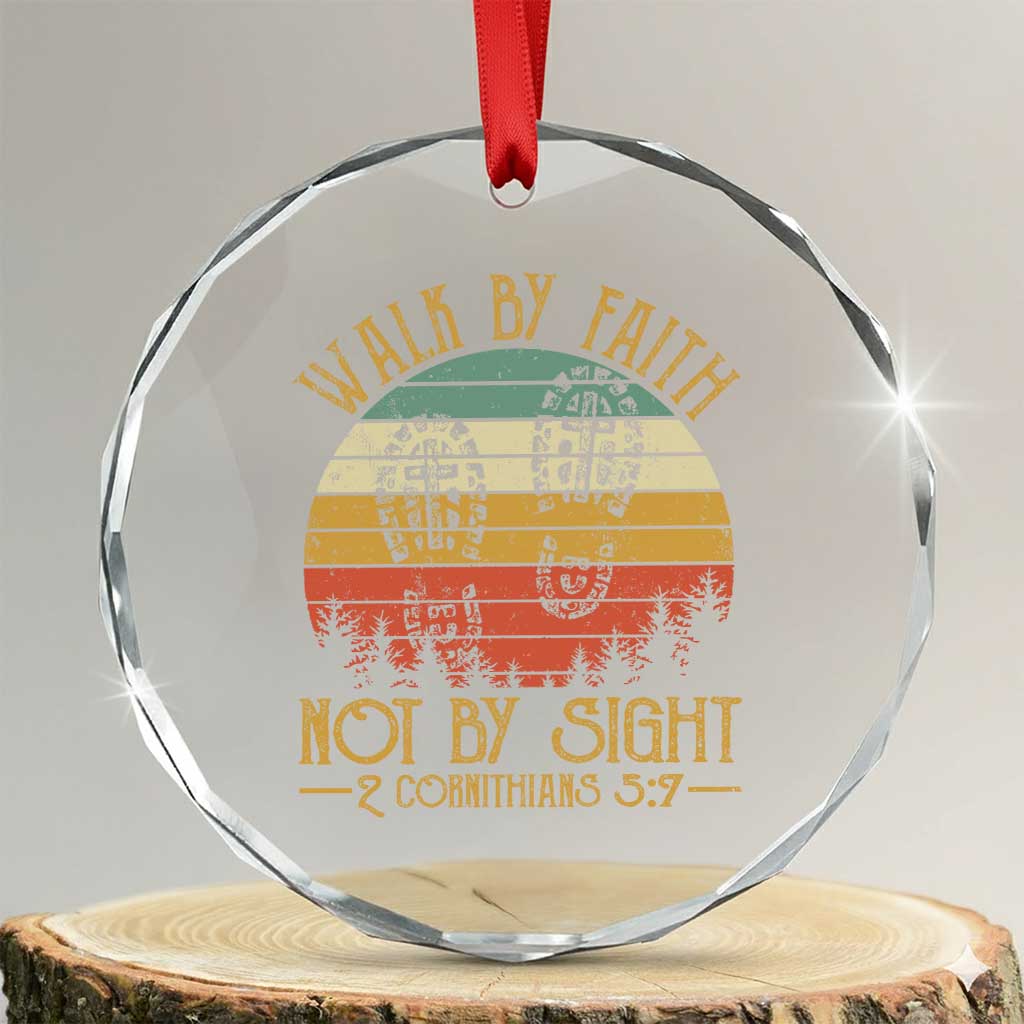 Christian Crystal Glass Ornament Walk By Faith Not By Sight Retro TS09
