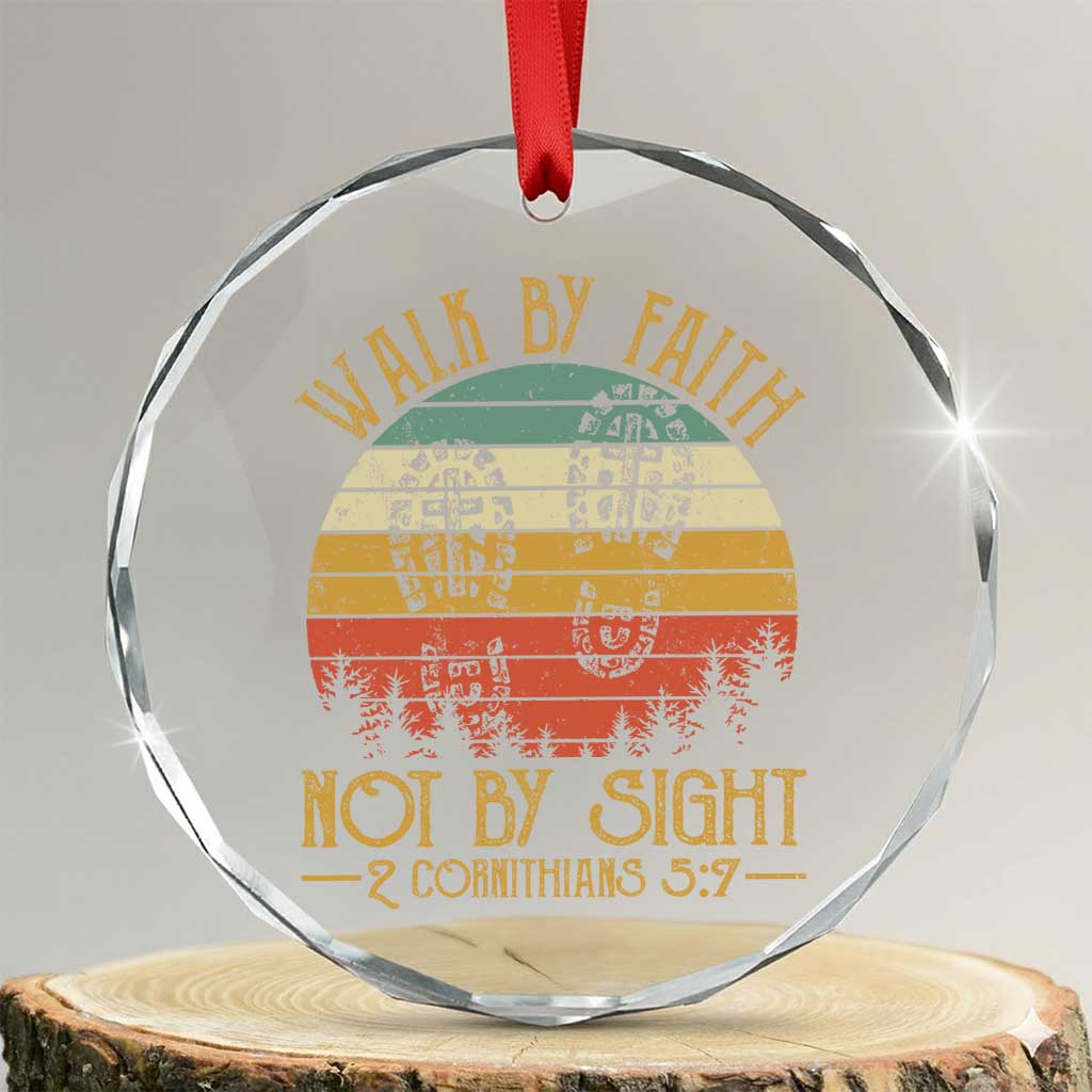 Christian Crystal Glass Ornament Walk By Faith Not By Sight Retro - Wonder Print Shop