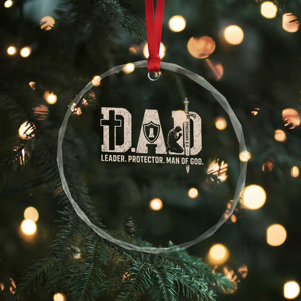 Christian Dad Crystal Glass Ornament Father Leader Protector Man Of God