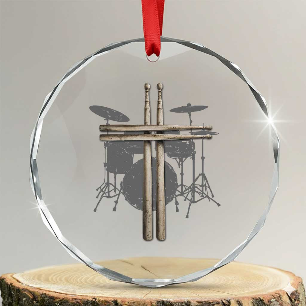 Christian Drummer Crystal Glass Ornament Drum Sticks Cross Percussionist Jesus Church