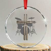 Christian Drummer Crystal Glass Ornament Drum Sticks Cross Percussionist Jesus Church