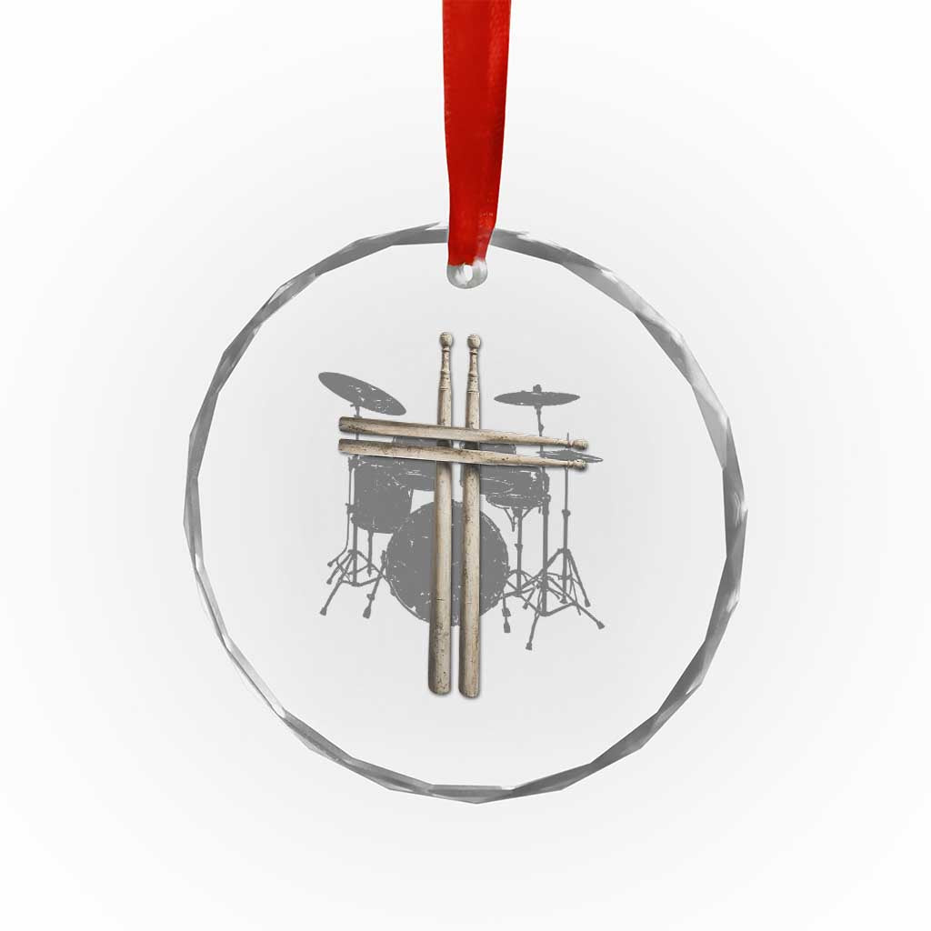 Christian Drummer Crystal Glass Ornament Drum Sticks Cross Percussionist Jesus Church