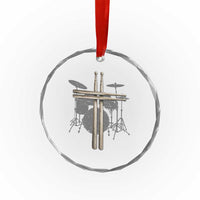 Christian Drummer Crystal Glass Ornament Drum Sticks Cross Percussionist Jesus Church
