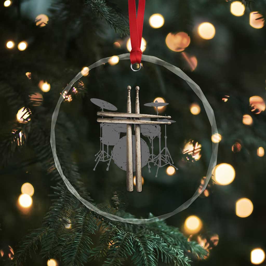 Christian Drummer Crystal Glass Ornament Drum Sticks Cross Percussionist Jesus Church