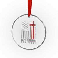 Christian Drummer Crystal Glass Ornament Drumming For Jesus Cross USA Flag Percussionist