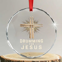 Christian Drummer Crystal Glass Ornament Drumming For Jesus Drumstick Cross Percussionist
