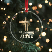 Christian Drummer Crystal Glass Ornament Drumming For Jesus Drumstick Cross Percussionist