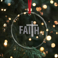 Christian Drummer Crystal Glass Ornament Faith Drum Stick Cross