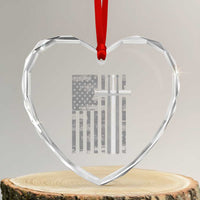 Christian Drummer Heart Crystal Glass Ornament American Flag Drumsticks Religious Faith Cross Patriotic