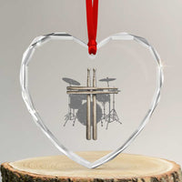 Christian Drummer Heart Crystal Glass Ornament Drum Sticks Cross Percussionist Jesus Church