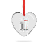 Christian Drummer Heart Crystal Glass Ornament Drumming For Jesus Cross USA Flag Percussionist
