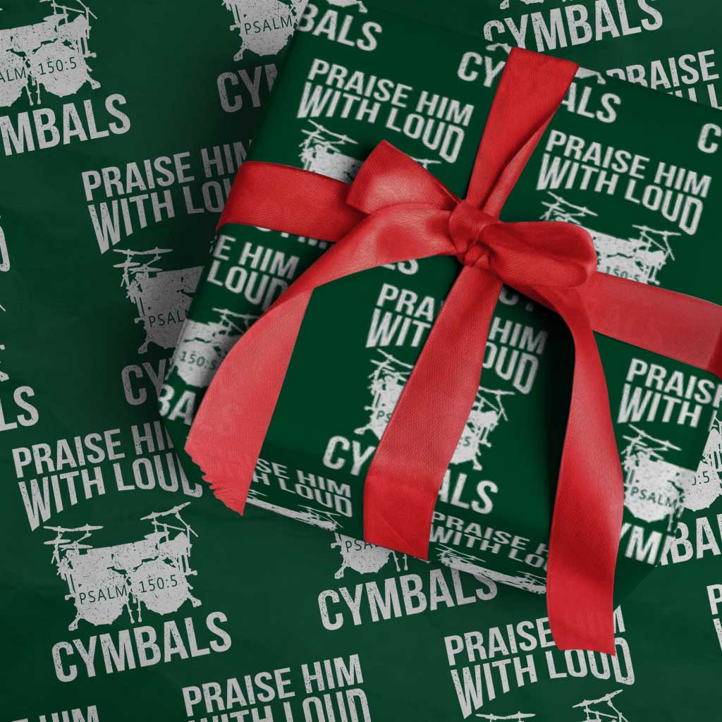 Christian Drummer Wrapping Paper Roll Praise Him With Loud Cymbals Drumming Psalm 150:3 - Wonder Print Shop