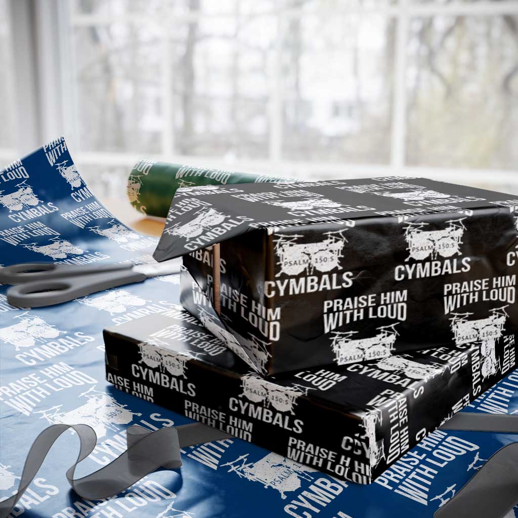 Christian Drummer Wrapping Paper Roll Praise Him With Loud Cymbals Drumming Psalm 150:3 - Wonder Print Shop