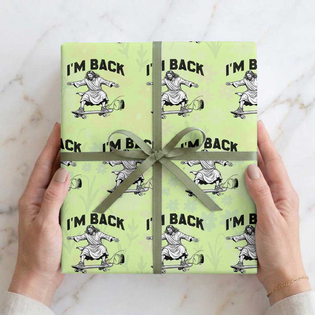 Christian Easter Wrapping Paper Roll Funny Skateboard Jesus I am Back