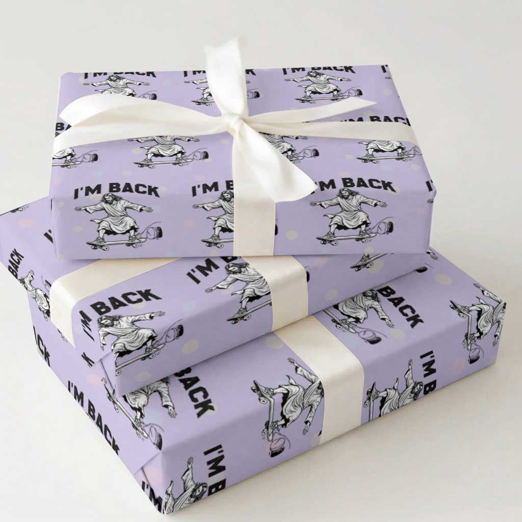 Christian Easter Wrapping Paper Roll Funny Skateboard Jesus I am Back