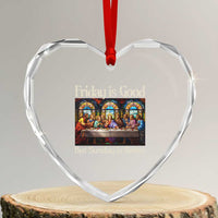 Christian Easter Heart Crystal Glass Ornament Friday is Good Sunday is Better