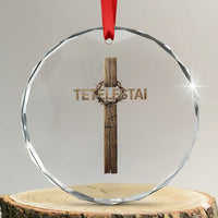 Christian Easter Resurrection Day Tetelestai Religious Cross Crystal Glass Ornament