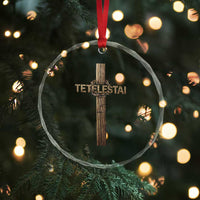 Christian Easter Resurrection Day Tetelestai Religious Cross Crystal Glass Ornament