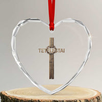 Christian Easter Resurrection Day Tetelestai Religious Cross Heart Crystal Glass Ornament