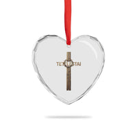 Christian Easter Resurrection Day Tetelestai Religious Cross Heart Crystal Glass Ornament
