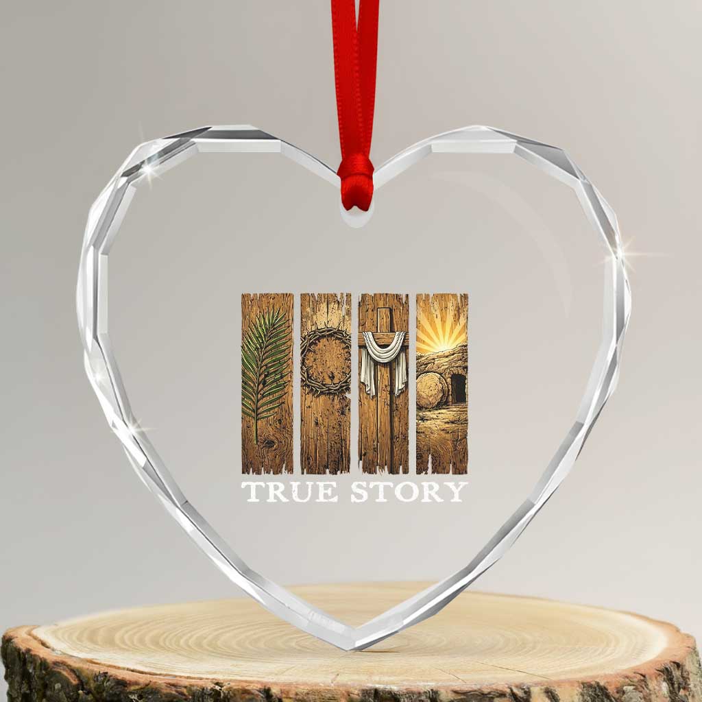 Christian Easter True Story Resurrection Scene Vintage Heart Crystal Glass Ornament Faith Based Jesus Empty Tomb Gift for Believers