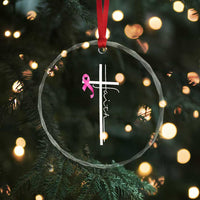 Christian Faith Breast Cancer Awareness Crystal Glass Ornament Pink Ribbon Christian Cross TS11