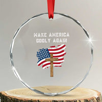 Christian Faith Crystal Glass Ornament Make America Godly Again American Flag TS02