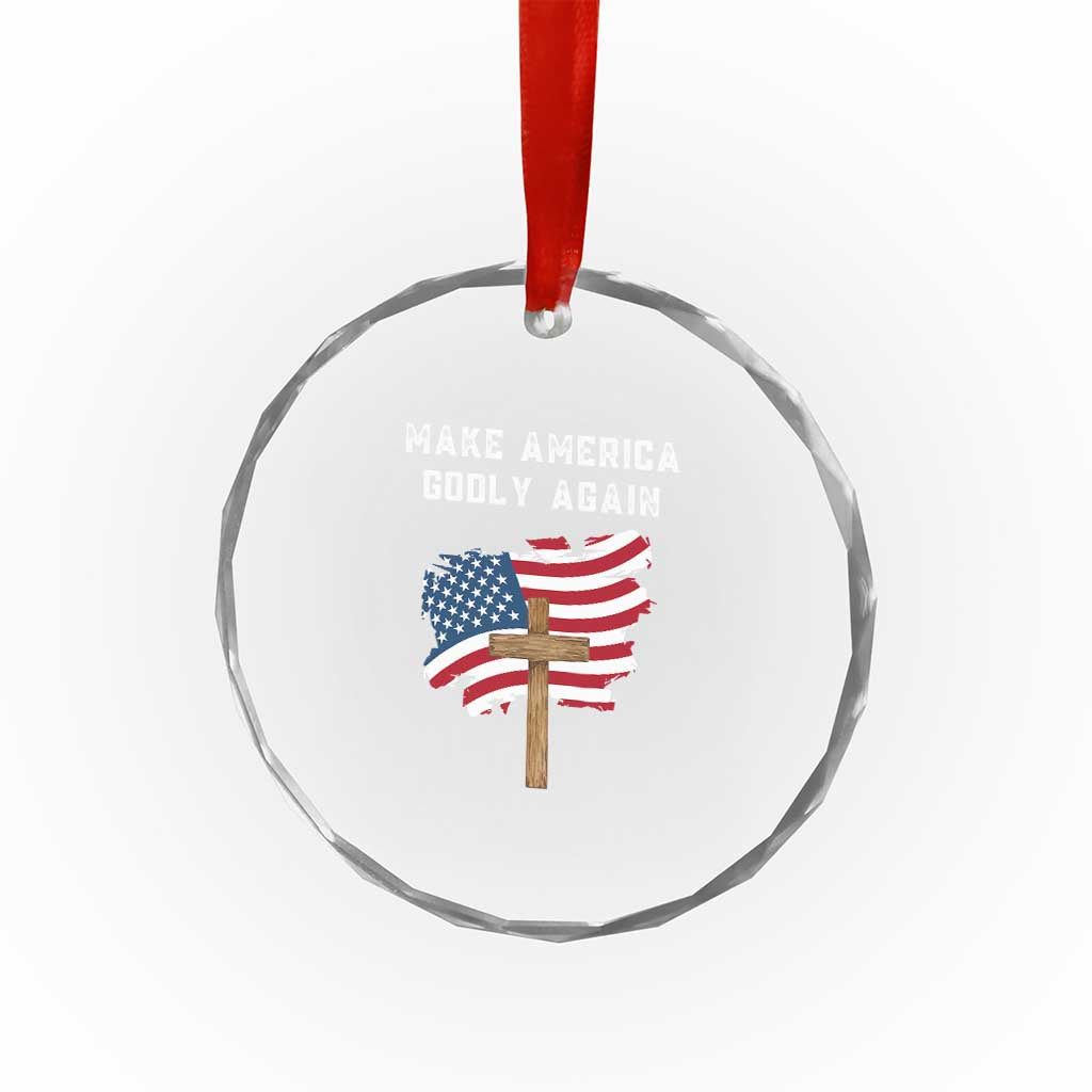 Christian Faith Crystal Glass Ornament Make America Godly Again American Flag TS02