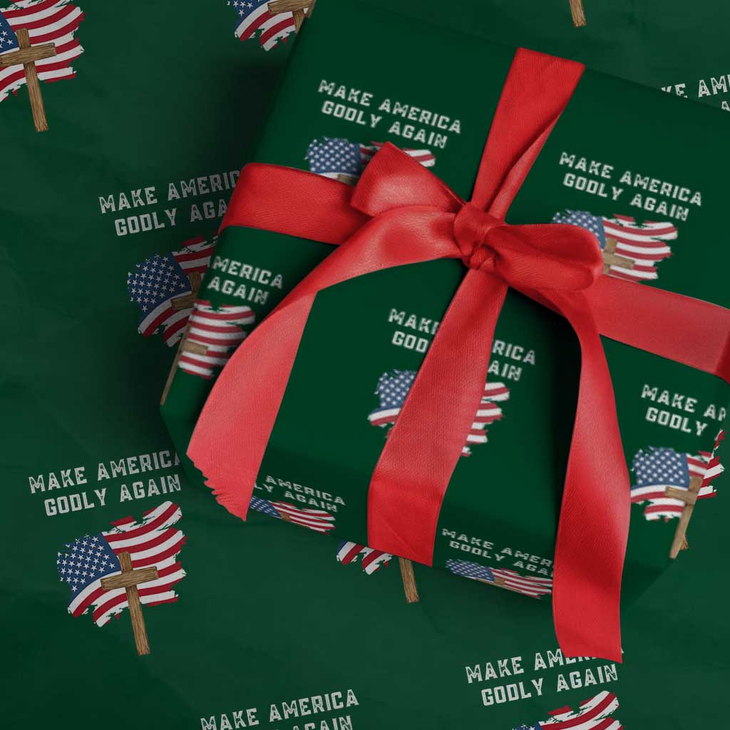 Christian Faith Wrapping Paper Roll Make America Godly Again American Flag